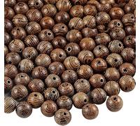 Lot de 75 perles rondes en bois de wengé naturel 10 mm non teintées Marron foncé Perles d'espacement pour bracelets, fabrication de bijoux DIY