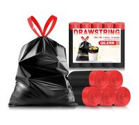 Lot de 75 petits sacs poubelle épais de 10 l avec cordon de serrage et poignées à nouer pour salle de bain, cuisine, bureau, chambre à coucher, convient aux poubelles de 10 à 15 L (poudres/poubelles à