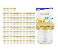 MamboCat Lot de 75 bocaux en verre de 167 ml avec couvercle couleur or to 66 avec livret de recettes Diamant Gelierzauber, pots à confiture, bocaux de conserve, bocaux en verre