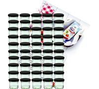 lot de 75 pots à confiture en verre To 66, couvercle noir, livret de recettes inclus