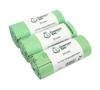 Lot de 75 sacs de compostage pour déchets alimentaires à la norme EN 13432 avec guide de compostage (français non garanti) Compatibles avec poubelles de cuisine 25 L