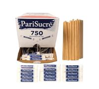 Lot de 750 Dosette Sucre Bûchettes Individuels de 4g (3kg) avec un lot d'agitateurs en bois - Idéal pour les Boissons Chaudes, Cafés et Thés