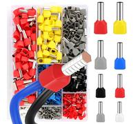 Lot de 750 Embouts de Câble, 0,5 mm² - 10 mm² D'embouts de Fil Jumeaux Isolés, Connecteurs à Sertir, Double Borne, Connexion Rapide à Double Fil, Embouts de Câble Isolés pour Connexion de Fils