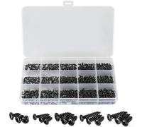 Lot de 750 vis autotaraudeuses à tête cylindrique Phillips en acier carbone noir avec tailles de M1,7 x 5 à M3 x 6