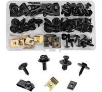 Lot de 76 pièces assorties de vis pour véhicules et automobiles U-Clips de fixation en métal avec vis autotaraudeuses à tête hexagonale, carrosserie, panneau de voiture, vis carénages, boulons de