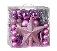 Deuba Lot de 77 Boules de Noël Rose Décorations pour Sapin en Plastique Robuste Décoration de Noël intérieur extérieur