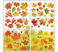 Lot de 78 autocollants pour fenêtre de fête des moissons, décoration d'automne, décoration d'automne, autocollants pour fenêtre d'automne, feuilles d'automne, pour décoration de chambre d'enfant