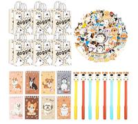 Lot de 78 cadeaux d'anniversaire pour chien - Avec bloc-notes à spirale, stylo neutre, sacs cadeaux et autocollants, motif chien, cadeaux et décoration pour enfants et chiens