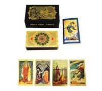 Lot de 78 Cartes de Tarot en Feuille d'or avec Guide de 36 Pages, PVC, imperméable et Anti-Plis, Jeu de Cartes de Tarot Classique pour débutants et Joueurs Professionnels, Jeu révélateur de l'avenir