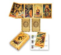 Lot de 78 Cartes de Tarot en Feuille d'or avec Guide de 36 Pages, PVC, imperméable et Anti-Plis, Jeu de Cartes de Tarot Classique pour débutants et Joueurs Professionnels, Jeu révélateur de l'avenir