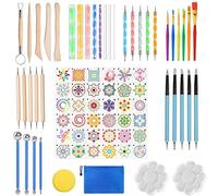 Lot de 78 outils de pointillage pour mandalas, outils de pointillage, pinceaux, pochoir, plateau de peinture, tige en acrylique pour roches, tissu, décoration murale, nail art, coloriage, dessin