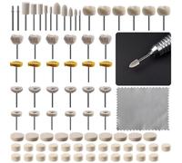 Lot de 78 roues de polissage pour kit de polissage Dremel, accessoires de roue de polissage en feutre de laine, avec tige de 0,3 cm pour bijoux et outils rotatifs