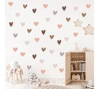 Lot de 78 stickers muraux - Style bohème - En forme de cœur - Pour chambre d'enfant et fille - Décoration murale bohème - Pour salon, chambre à coucher, chambre de bébé, chambre d'enfant - Marron