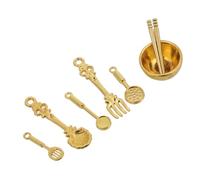 Lot De 8 Accessoires De Décoration Miniatures pour Maison De Poupée, Vaisselle De Cuisine Miniature, Mini Bol, Ensemble D'argenterie, Micro Décoration pour Maison De Poupée,