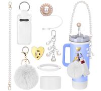 Lot de 8 accessoires de tasse pour gobelet Stanley de 887 ml, 1200 ml avec poignée, y compris sangle de poignée de bouteille d'eau, porte-chapstick, bottes, breloques porte-clés, capuchon de paille