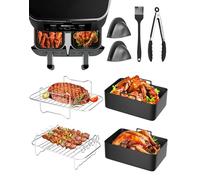 Lot de 8 accessoires pour friteuse à air chaud Ninja Foodi AF300EU AF400EU AF451EU, accessoires AF400 Dual Zone Airfryer Accessoires pour Innsky Princess Emerio 7,6 L-9,5L Air Fryer Accessories