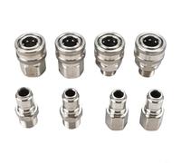 Lot de 8 adaptateurs à connexion rapide pour nettoyeur haute pression en acier inoxydable | 9,5 mm pour raccords NPT pour tuyaux, baguettes et valves | Kit de coupleur haute pression 5000 PSI