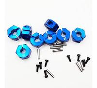 Lot de 8 adaptateurs de moyeu de roue d'entraînement hexagonaux de 12 mm d'épaisseur avec broches et vis pour RC 1/10 Traxxas Slash 4x4 Hoss Stampede Rustler 4WD pièces de rechange pour 1654 (bleu foncé)