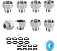 Lot de 8 adaptateurs de raccord à compression en laiton de 1,27 cm femelle vers 3/8" mâle pour tuyaux d'alimentation de robinet de cuisine et de salle de bain, connecteurs de tuyau d'eau avec