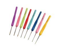 Lot de 8 aiguilles à crochet à code couleur avec 8 petites tailles | 1, 0-2, 75 mm au choix, poignées marquées pour les projets de fil fin, les loisirs et les motifs de trous