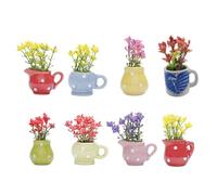 Lot de 8 aimants miniatures en résine pour décoration de réfrigérateur, bureau, bourgeons, vases, pots de fleurs, décorations de réfrigérateur