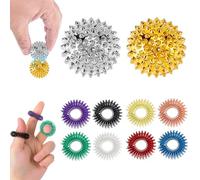 Lot de 8 anneaux d'acupression + 2 balles hérissons, 8 couleurs, balle d'acupression de 32 mm, rouleau d'arthroroller sensoriel borderline, anneaux de massage pour favoriser la circulation sanguine et