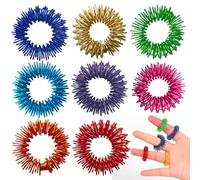 Lot de 8 anneaux d'acupuncture, anneaux d'acupuncture, anneaux d'acupression, anneaux de massage pour doigts, massage des doigts ou des orteils pour une meilleure circulation sanguine et un