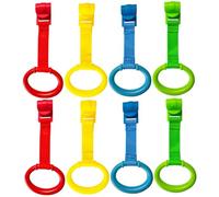 Lot de 8 anneaux de traction pour bébé, 4 couleurs, en plastique, pour parc, à suspendre, accessoire berceau, outil d'entraînement pour nourrissons et tout-petits