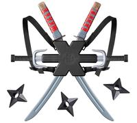 Lot de 8 armes de ninja pour enfants avec 2 épées Katana, 2 poignards, 3 étoiles lancées et support dorsal pour enfants, Halloween, fête à thème, carnaval, fête, cosplay