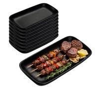 Lot de 8 assiettes de service - Noir - 15,5 x 9,1 cm - Assiettes à sushi, assiettes à dessert, assiettes de service, petites assiettes plates, assiettes à mezzé pour sushis, dessert et gâteau