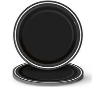 Lot de 8 assiettes en carton à rayures fines Noir vif 22,9 cm