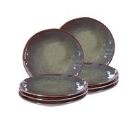 Lot de 8 assiettes plates THYME Grès Vert foncé