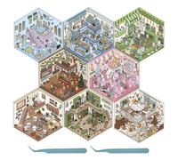 Lot de 8 autocollants 3d Maison Stickers DIY Créatifs Miniature Scène 3D Amusant pour Ados et Enfants (8)