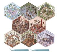 Lot de 8 autocollants 3D pour maison - Scène miniature - Avec 2 pinces - Grand livre d'autocollants amusants - Scène animale mignonne pour adultes et enfants - Soulage le stress - Réduction du temps
