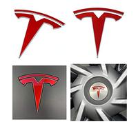 Lot de 8 autocollants avec logo Tesla Model Y rouge brillant