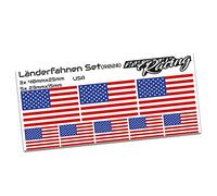 Lot de 8 autocollants de pays - Drapeau de pays - Résistant aux intempéries - Pour voiture, moto, vélo - Modélisme R028 (États-Unis)