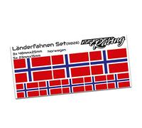 Lot de 8 autocollants de pays - Drapeau de pays - Résistant aux intempéries - Pour voiture, moto, vélo - Modélisme R028 (Norway)