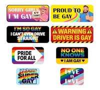 Lot de 8 autocollants gays pour voiture, aimants de pare-chocs, décorations humoristiques pour véhicules, camions, réfrigérateurs, aimants performants, couleurs vives, design arc-en-ciel classique