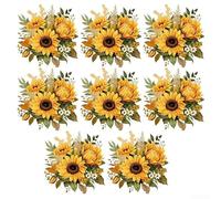 Lot de 8 autocollants muraux tournesol pour chambre à coucher, salon, armoire, décoration PVC, taille 29 x 29 cm, convient pour plusieurs espaces