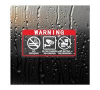Lot de 8 autocollants pour fenêtre de voiture avec inscription « No Smoking In Car Camera Recording No Eating or Drinking » - 5,1 x 10,2 cm