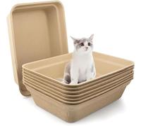 Lot de 8 bacs à litière jetables pour chat, 42,5 x 32,5 x 10,5 cm, bac à litière en papier portable 2 en 1, pour chat, hamster, cochon d'Inde, souris, petits animaux