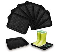 Lot de 8 bacs d'égouttement à chaussures - En plastique - Avec bord surélevé - Pour couloir, armoire, jardin (35 x 27 x 3 cm)