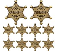 Lot de 8 badges de shérif vintage en métal pour enfants et adultes - Décorations sur le thème du Far West - Cadeaux d'anniversaire - Badge étoile de shérif en vrac
