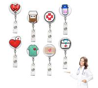 Lot de 8 badges d'infirmière rétractables - Accessoires pour Infirmières et Médecins - Matériaux de Qualité - Clip Robuste - Cadeau