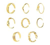 Lot de 8 bagues d'orteil réglables en acier inoxydable avec fleur pour femme