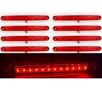 Lot de 8 balises LED latérales et arrière 24 V rouge pour camions, remorques, caravane pour modèles DAF, Scania, MAN, Mercedes, Renault, Volvo, Iveco