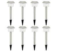 Lot de 8 balises solaires LED blanc froid - ALESIA - LUMISKY - Métal - Extérieur