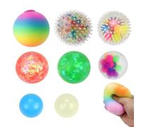 Lot de 8 balles anti-stress arc-en-ciel pour enfants et adultes, balles anti-stress avec balle à presser, balle à presser et balle à presser pour autisme, soulager le stress, la relaxation, l'anxiété