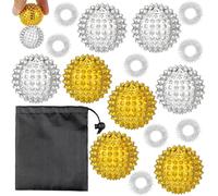 Lot de 8 balles de massage magnétiques - Balle d'acupression manuelle - 32 mm et 8 anneaux de massage argentés pour doigts, soulagement du stress pour le dos, les jambes, les mains et les pieds