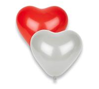 DEGUISE TOI - 8 Ballons en latex cœurs rouges et blancs 36 cm - 8 Ballons - Taille Unique - Rouge - Decoration/Animation - Caoutchouc naturel et biodégradable (contient du latex) - -
